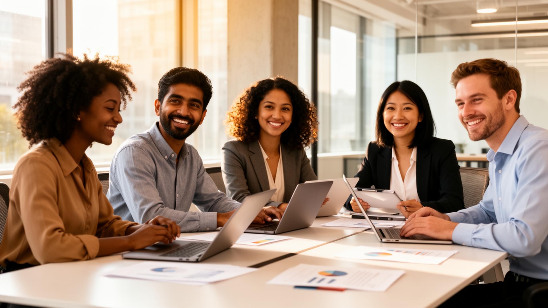 First-generation professionals reviewing financial documents together